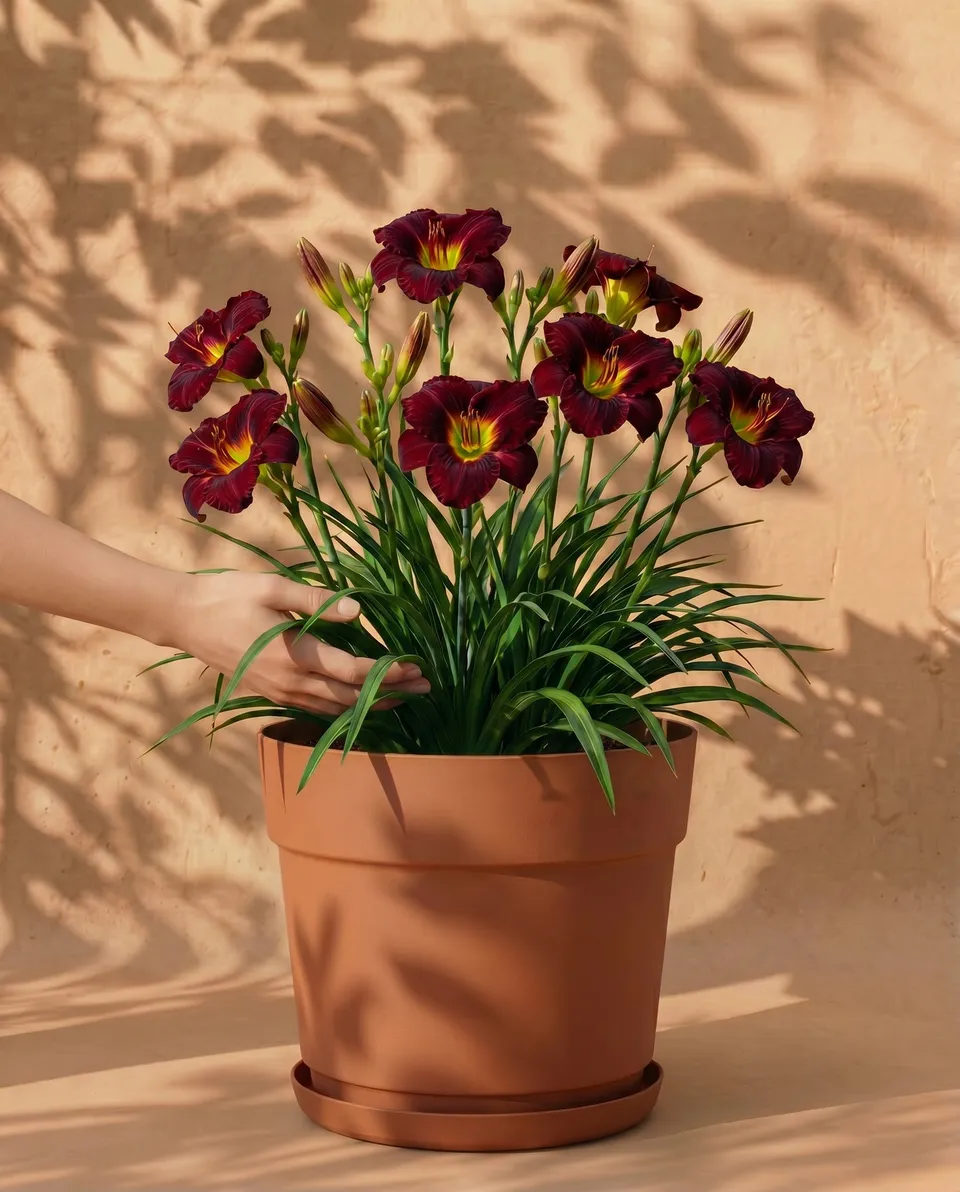 feey-hemerocallis-weinrot-taglilie-knollenpflanze-f-r-garten-und-k-bel image 1