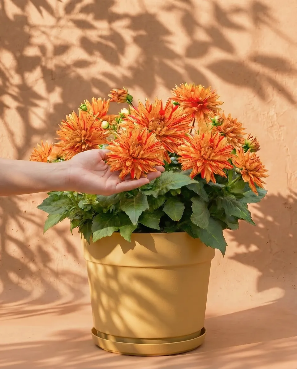 feey-dahlien-hellorange-knollenpflanze-dahlia-striped-vulcan image 1