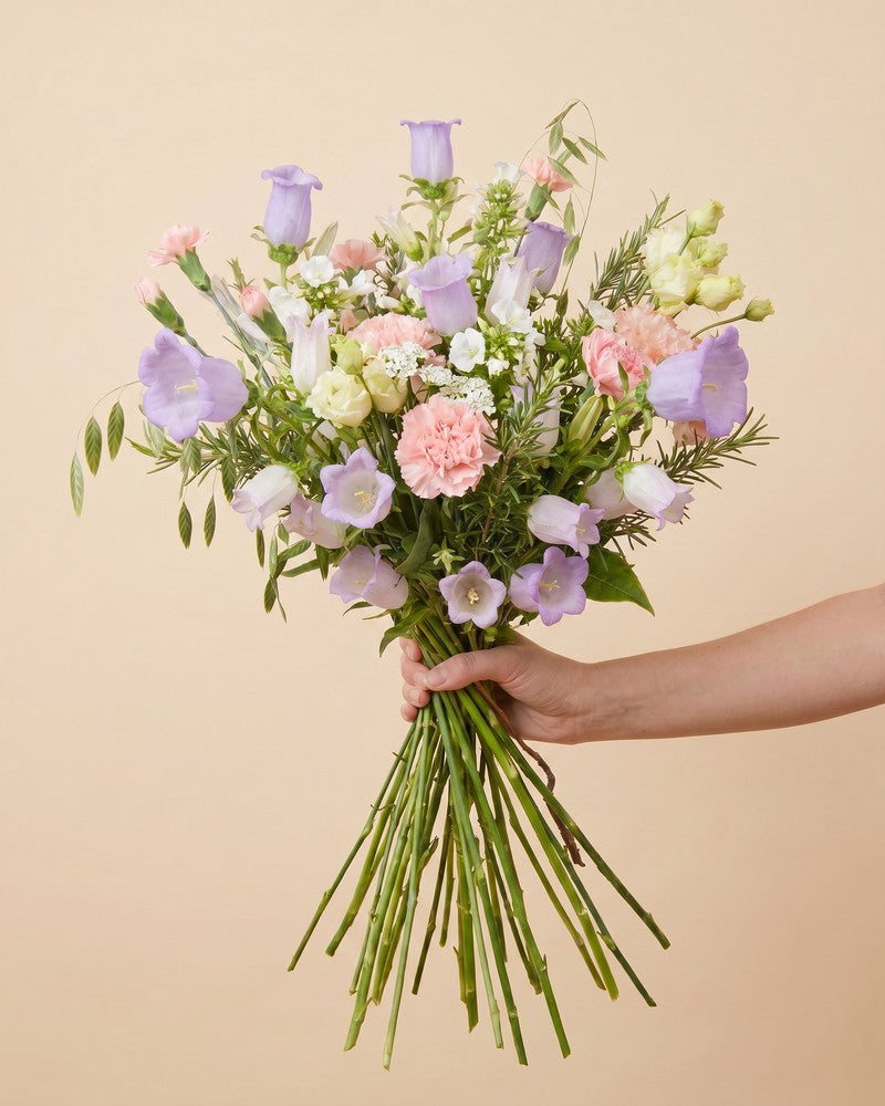 feey-sommersorbet-blumenstrau-handgebunden-violett-pfirsich-mit-lisianthus image 4